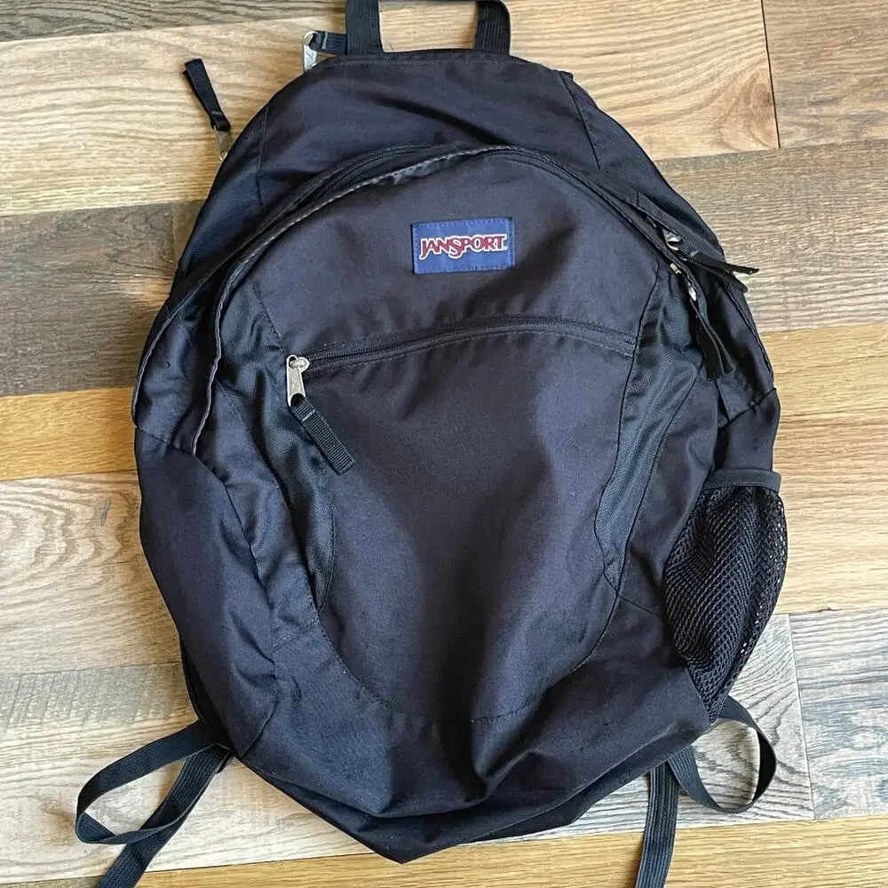 JanSport Black Laptop Backpack School Travel Book Bag Daypack